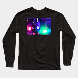 Black Cat Neon Lights Long Sleeve T-Shirt